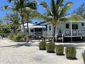 Back yard garden view overlooking the Caribbean Sea with private beach area 