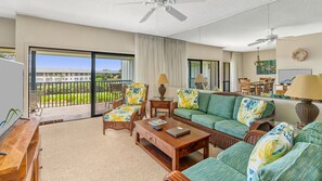 Poipu Sands at Poipu Kai Resort #325 - Living Room & Lanai - Parrish Kauai