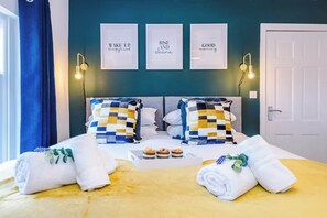 The main bedroom benefits from a super-king that can be reconfigured into two twin beds if necessary. Off the main bedroom is a smaller dressing room which benefits from a single fold out sofa bed.