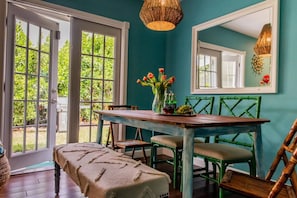 Dining area seats six