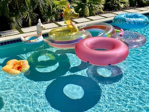 Floats located in the garage.
