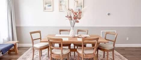 6-seat dining table in the family room.