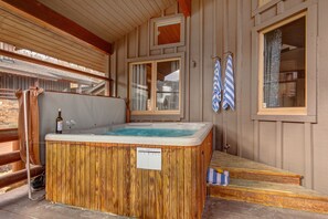 Private Deck off Living Room with BBQ grill and hot tub overlooking the Deer Valley Slopes