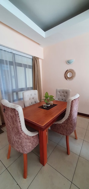 Dining area with calming décor