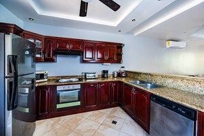 This kitchen has plenty of counter space.