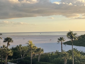 View from balcony at dusk