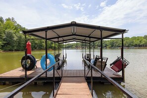 Park your boat here! Kayaks, floats, life jackets provided