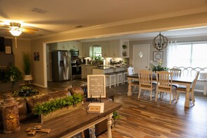 Open floorplan view from front door entrance. 