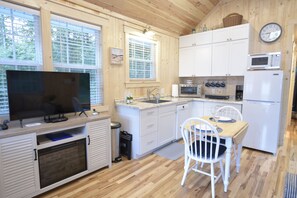 Kitchen with Seating for 2, Living Area with Smart TV and Electric Fireplace