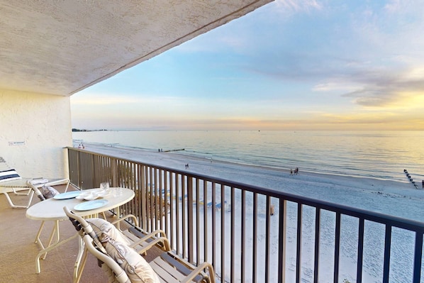 Spacious West Facing Private Balcony Overlooking the Gulf of Mexico