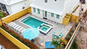 The private pool has an attached spa and plenty of deck space!