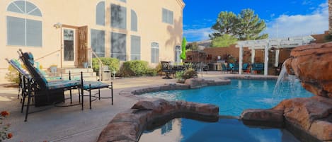 Back yard and pool