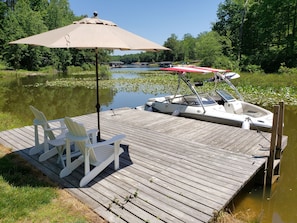 Fishing and Sunbathing dock - shown with 21 foot boat (not included)