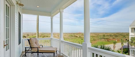 The front porch view of this home is a beautiful view of the lagoon! 