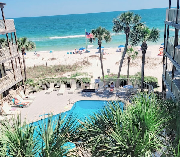 Instant gratification!  Pool dips and beach swims are just moments apart.  This location is absolutely phenomenal!