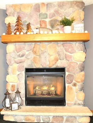 Gas fireplace to warm you up!