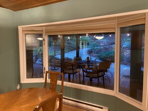 Dining room looking outside to porch/veranda.
