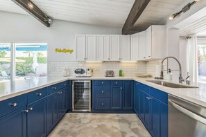 Microwave, toaster and wine fridge