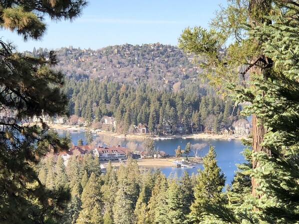 View of Lake Arrowhead and the Lake Arrowhead Village from the deck.