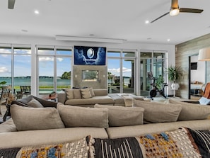 Living room with incredible Lake Norman views.
