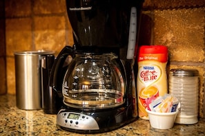 Coffee is a must and we take it seriously, stocking the condo with fresh-roasted beans from our local coffee shop, Wydaho Roasters Coffee House.