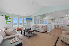 Beautiful open floor plan with plenty of seating and ocean views
