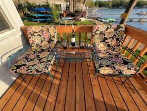 Enjoy this comfy seating over looking Zukey Lake with your favorite beverage
