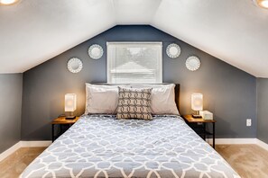 Upstairs bedroom with full size bed