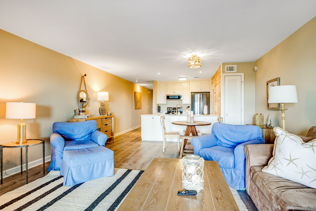 Oceanfront condo mere steps from the sand with pool, patio & central AC