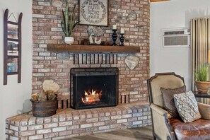 Real wood burning fireplace