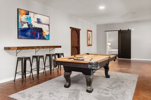 Pool table in basement