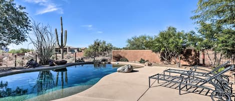 Cave Creek Vacation Rental | 3BR | 3.5BA | Step-FPrivate Outdoor Pool | No Fence