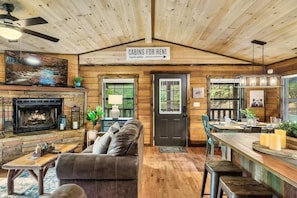 The Blessing Cabin's cozy living area