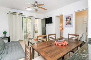 Nice dining table to seat 6 comfortably for meals at home