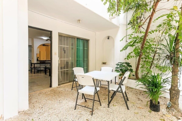 Another look at the private outdoor patio of the apartment