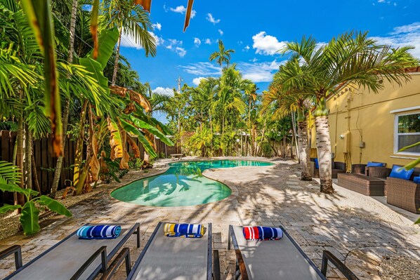 Our pool and backyard area