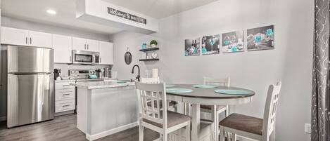 Dining room and kitchen area