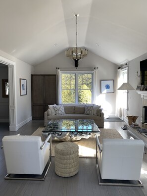 formal living room with fireplace