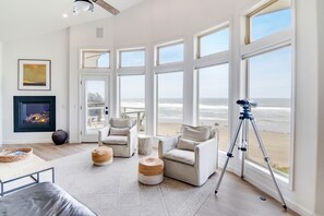 Enjoy the gas fireplace on a stormy day.