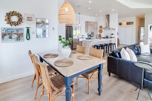 Enjoy a fantastic meal or a night of playing cards at the dining room table.