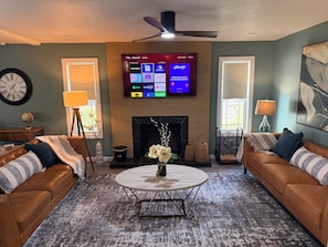Sit back and enjoy a movie or a cozy fire!