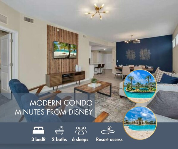 3-bedroom, 2-bathroom condo at Storey Lake Resort with access to resort amenities.