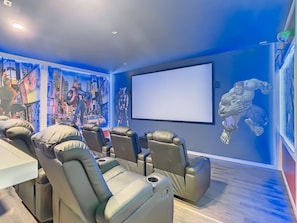 Watch your favorite movie in Avengers theater room