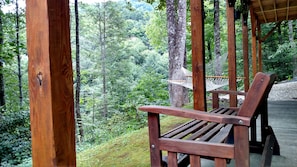 Lower level patio seating and hammock
