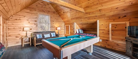 2 built-in beds, a sofa sleeper and pool table in loft!