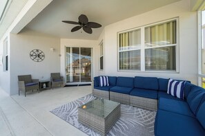 Covered lanai showing casual seating