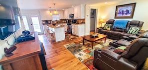 A view from the living area to the kitchen.