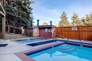 Snowcrest Condominiums heated pool and hot tub.