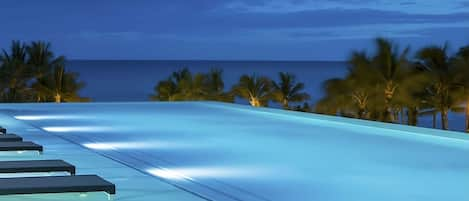 Infinity pool at night