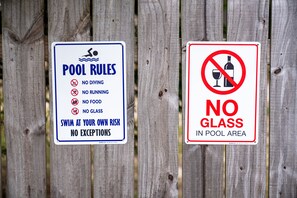 Liner pool and very important not to have glass or sharp objects near it. 